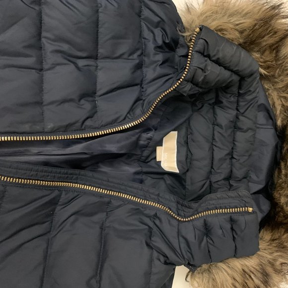 Michael Kors Navy Puffy Jacket with Fur Hood - Picture 2 of 6